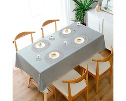 Candala Placemats en onderzetters van leer, afwasbaar, placemats, afwasbaar, rond, tafeldecoratie voor keuken en eettafel, set van 4, ovaal, grijs