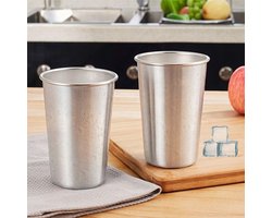 Candala Roestvrijstalen mokken, herbruikbare metalen bekers stapelbare drinkglazen, 500 ml, set van 5