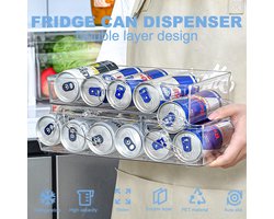 Candala Rollende koelkast kan dispenser automatische blikhouder doorzichtige opslag organisatoren, dranken bier frisdrank pop blikjes, voor koelkast keuken kast aanrecht