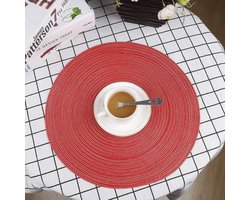 Candala Ronde placemats, katoenen placemats, 35,5 cm, onderhoudsvriendelijk, afwasbaar, gevlochten placemats voor keuken en eettafel, feestdecoratie (set van 6)
