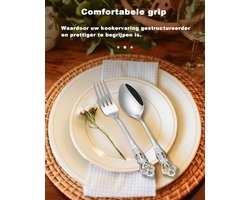 Candala - Set voor 6 personen, Prachtig 24-delig roestvrijstalen servies, Service voor 6 personen, Bestekset Vork Lepel Mes, Antieke Barokke Best