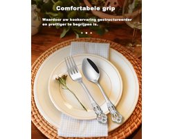 Candala - Set voor 6 personen, Prachtig 24-delig roestvrijstalen servies, Service voor 6 personen, Bestekset Vork Lepel Mes, Antieke Barokke Best
