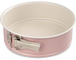 Candala Springvorm Ø 20 cm met platte bodem, ronde taartvorm uit de serie Modern Baking - retro design met tweekleurige, keramisch versterkte premium antiaanbaklaag (roze/crème)