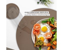 Candala tafelset, rond, van PU-leer, incl. onderzetters, afwasbaar, placematset in lederlook, tafelonderlegger voor borden en glazen, tafeldecoratie, bruin/goud