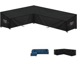 Candala Tuinmeubelhoes L-Vorm Afdekhoes voor Tuinmeubelen Waterdichte Rotan Hoekbankhoes Buiten Tuinbankhoes Lounge Afdekking Beschermhoes voor Hoekbank met Ventilatieopeningen, 180x260x90x80/60cm