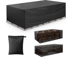 Candala Tuinset beschermhoes tuinmeubelen Waterdicht met Trekkoord en Goede Afwatering - Tuinmeubelhoezen - Zwarte hoes Tuinmeubel - Tuinmeubelhoes - Tuinsethoes - Loungeset Hoes - Tuintafel Hoes - B242 x L160 x H100CM