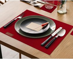 Candala vilt tafelset incl. onderzetters I plaatsset afwasbaar rood I plaatsset afveegbaar, placemat set met vilt onderzetter voor borden, glazen I tafeldecoratie winter, wijnrood