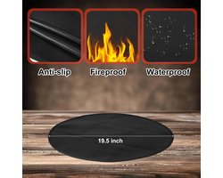 Candala Vuurkorfmat 49,5cm Vuurvaste Mat voor Onder Vuurkorf Dekbeschermermat Rond Haardmat Onderlegger Hittebestendig Onder Grillmat voor Tafelblad Vuurkorf Buitenbarbecue