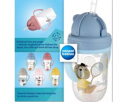 Canpol Baby | Bonjour Paris| Rietjesbeker met Handvaten | met Flip-top verzwaard rietje | 270ml transparant