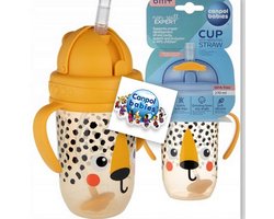 Canpol Baby | Cheetah BabiesBoo | Rietjesbeker met Handvaten | met Flip-top verzwaard rietje | 270ml 270 ml