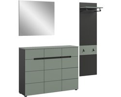 Canu garderobe opstelling C10 stofgroen, donkergrijs.