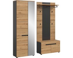 Canu garderobe opstelling C19 eiken decor, grijs.