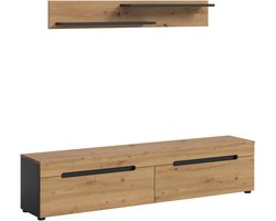 Canu Lowboard + Wallboard staand-hangend Artisan NB Basaltgrijs NB Abs. Artisan NB - 33x170x38cm