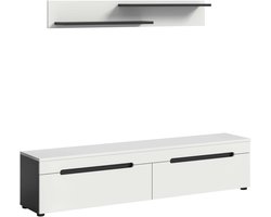 Canu Lowboard + Wandplank staand-hangend wit NB Basalt NB Abs. wit NB - 33x170x38cm