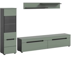 Canu wandcombinatie staand-hangend Smoke Green NB Basaltgrijs NB Abs. Smoke Green NB - 33x221x141cm