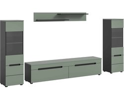 Canu wandcombinatie staand-hangend Smoke Green NB Basaltgrijs NB Abs. Smoke Green NB - 33x272x141cm