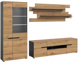 Canu woonkamercombinatie inclusief verlichting Artisan NB Basaltgrijs NB - 44x280x190cm