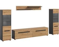 Canu woonkamercombinatie inclusief verlichting staand-hangend Artisan NB Basaltgrijs NB Abs. Artisan NB - 33x272x141cm