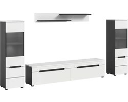 Canu woonkamercombinatie inclusief verlichting staand-hangend wit NB Basalt NB Abs. wit NB - 33x272x141cm