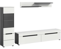 Canu woonkamercombinatie staand-hangend wit NB Basalt NB Abs. wit NB - 33x221x141cm