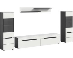 Canu woonkamercombinatie staand-hangend wit NB Basalt NB Abs. wit NB - 33x272x141cm
