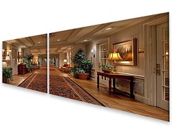 Canvas Afbeelding - Wanddecoratie Set - Woonkamer Decoratie - Echte Canvas Structuur - 160x40cm 2 Delen - Hotelgang Motief