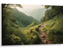 Canvas - Bergen - Pad - Planten - Bomen - Hiken - 120x80 cm Foto op Canvas Schilderij (Wanddecoratie op Canvas)