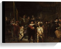 Canvas - De Nachtwacht, Rembrandt van Rijn, 1642 - Oude Meesters - 40x30 cm Foto op Canvas Schilderij (Wanddecoratie op Canvas)