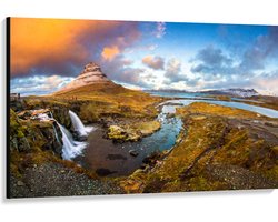 Canvas - Kirkjuffel Berg in Landschap van IJsland - 150x100 cm Foto op Canvas Schilderij (Wanddecoratie op Canvas)