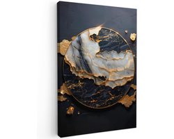 Canvas Kunstwerk voor Moderne Woonkamer Muurdecoratie - Abstract en Stijlvol Ontwerp in Goud en Zwart