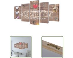 Canvas muurdruk print set home sweet home 100 x 50 cm - Canvas Schilderij - Muursticker - Wanddecoratie - Thuis Thema - Woonaccessoires