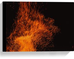Canvas - Oranje Spetters van Vuurkorf - 40x30 cm Foto op Canvas Schilderij (Wanddecoratie op Canvas)
