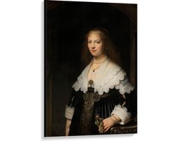 Canvas  - Oude meesters - Portret van een vrouw, Rembrandt van Rijn, 1639 - 80x120cm Foto op Canvas Schilderij (Wanddecoratie op Canvas)