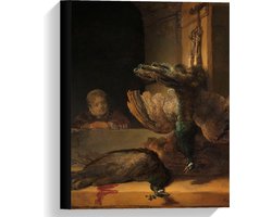 Canvas  - Oude meesters - Stilleven met pauwen, Rembrandt van Rijn, ca. 1639 - 30x40cm Foto op Canvas Schilderij (Wanddecoratie op Canvas)