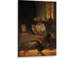 Canvas  - Oude meesters - Stilleven met pauwen, Rembrandt van Rijn, ca. 1639 - 80x120cm Foto op Canvas Schilderij (Wanddecoratie op Canvas)