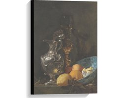 Canvas  - Oude meesters - Stilleven: zilveren kan & porseleinen kom, Willem Kalf - 40x60cm Foto op Canvas Schilderij (Wanddecoratie op Canvas)