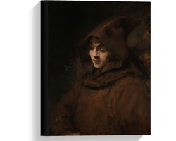 Canvas  - Oude meesters - Titus in monniksdracht, Rembrandt van Rijn, 1660 - 30x40cm Foto op Canvas Schilderij (Wanddecoratie op Canvas)