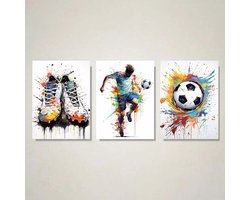 Canvas poster - 3 posters - Gaming and Soccer - Voetbal poster - Poster jongens kamer - Poster meisjes kamer - Playstation - Xbox - binnenposter - muur poster - Voetbal - Kado - Zonder lijst - Posters - Vintage posters - Trendy