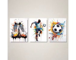 Canvas poster - 3 posters - Gaming and Soccer - Voetbal poster - Poster jongens kamer - Poster meisjes kamer - Playstation - Xbox - binnenposter - muur poster - Voetbal - Kado - Zonder lijst - Posters - Vintage posters - Trendy