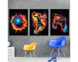 Canvas poster - 3 posters - Gaming life - muurposter - jongenskamer - muur poster - Basketbal - Kado - Zonder lijst - gaming Posters - Vintage posters - Trendy