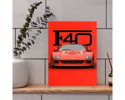 Canvas poster - Autoposter - Auto - Ferrari F40 - Iconische supercar - Klassieke sportwagen - Retro performance auto - 30x40 cm - Zonder lijst - Mancave - Trendy