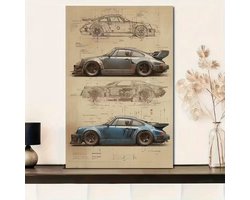 Canvas poster - Autoposter - Auto - Porsche 911 Turbo - 930 - Classic Sportwagen - Retro performance auto - 30x40 cm - Zonder lijst - Mancave - Trendy