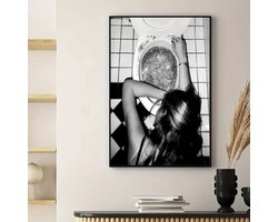 Canvas poster - Drunk girls have more fun! - Disco wc - Disco puke - muurposter - binnenposter - muur poster - Kado - Zonder lijst - Posters - Vintage posters - Trendy