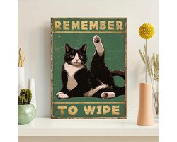 Canvas poster - Kat op toilet - muurposter - binnenposter - katten- Toilet poster - muur poster - Kado - Zonder lijst - Posters - Vintage posters - Trendy