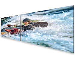 Canvas Poster Set - Wanddecoratie - Woonkamer Decoratie - Panorama Formaat - 160x40cm 2 Delig - Meerdere Kleuren