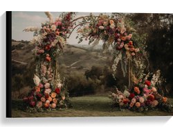 Canvas - Romantische Bloemenboog Midden in het Landschap - 60x40 cm Foto op Canvas Schilderij (Wanddecoratie op Canvas)