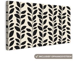 Canvas schilderij 100x50 cm - Exclusieve wanddecoratie Botanisch - Dessin - Zwart - Beige - Muurdecoratie woonkamer - Slaapkamer decoratie - Kamer accessoires - Schilderijen op canvas groot XXL
