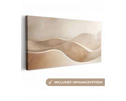 Canvas schilderij 100x50 cm - Wanddecoratie Beige - Natuur - Abstract - Modern - Muurdecoratie woonkamer - Kamer decoratie modern - Abstracte schilderijen