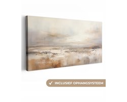 Canvas schilderij 100x50 cm - Wanddecoratie Kunst - Industrieel - Grijs - Bruin - Abstract - Muurdecoratie woonkamer - Kamer decoratie modern - Abstracte schilderijen