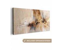 Canvas schilderij 100x50 cm - Wanddecoratie Modern - Bruin - Abstract - Beige - Muurdecoratie woonkamer - Slaapkamer decoratie - Kamer accessoires - Schilderijen op canvas